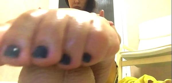  Rubber Cock Footjob with Oiled Feet